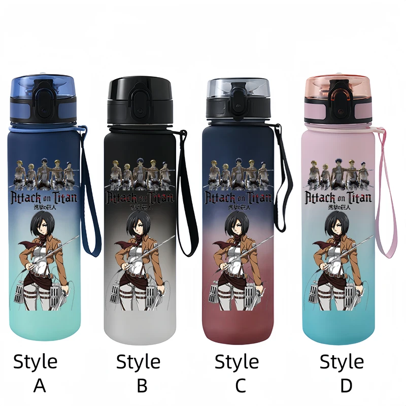 650ml Attack on Titan Water Bottle Plastic Frosted Large Capacity Drinking Cup Portable Outdoor Sports Water Cup Children\'s Gift