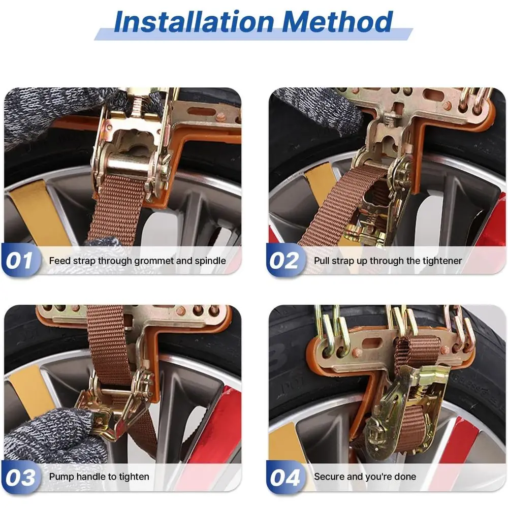 سلاسل جر لجميع الأحوال الجوية لسيارات الدفع الرباعي والسيارات والشاحنات، قابلة للتعديل لإطارات 225-305 مم، مثالية للثلج والثلج والطين #6