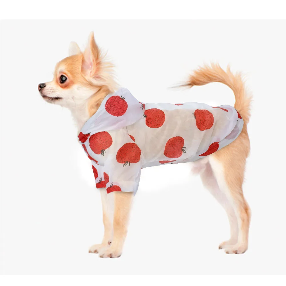 Dog Raincoat Sun-proof Clothing Summer Sun Protection Hoodie Small Dog Clothes Print Poncho For Small Medium Pets Puppy Cat