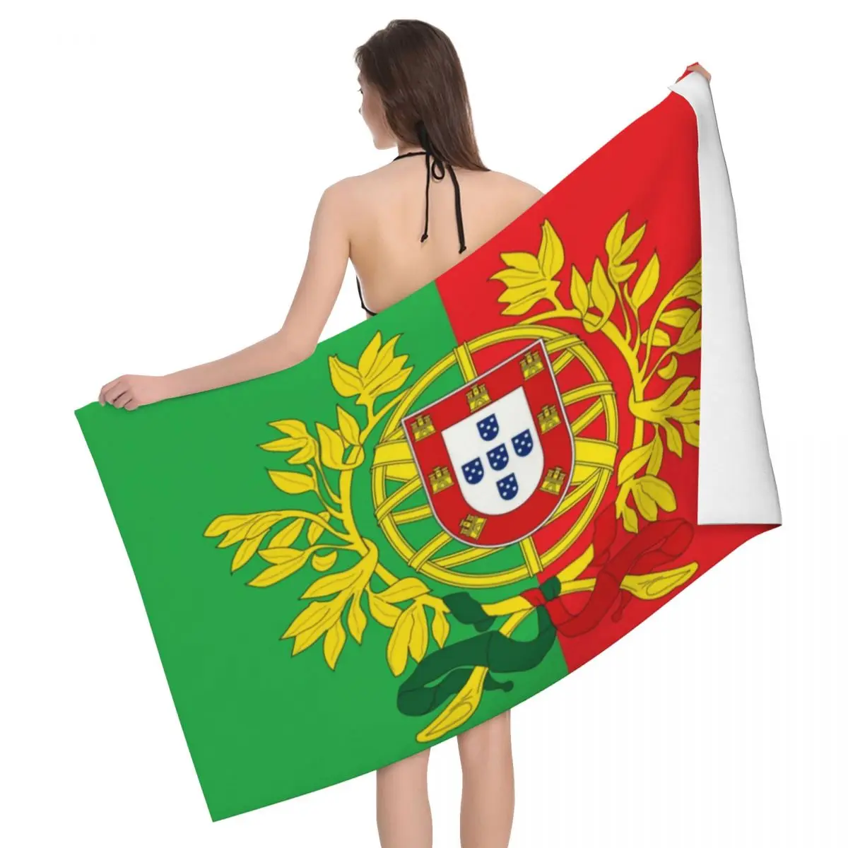 

Custom Quick Dry Microfiber Bath Beach Towel Soft Linen Portuguese Flag Sports Shower Towels