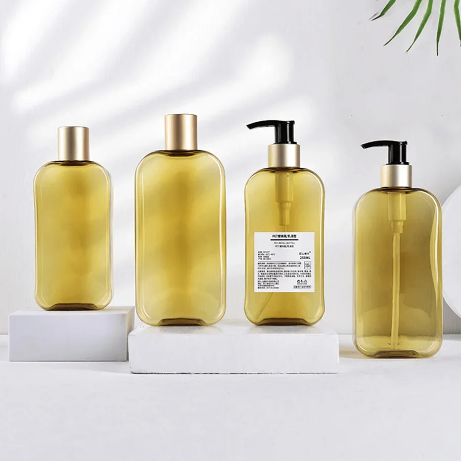 Square Shape Soap Refillable Bottles Hand Press Empty Travel Portable Dispenser Oil Shower Gel Lotion Storage Bottle