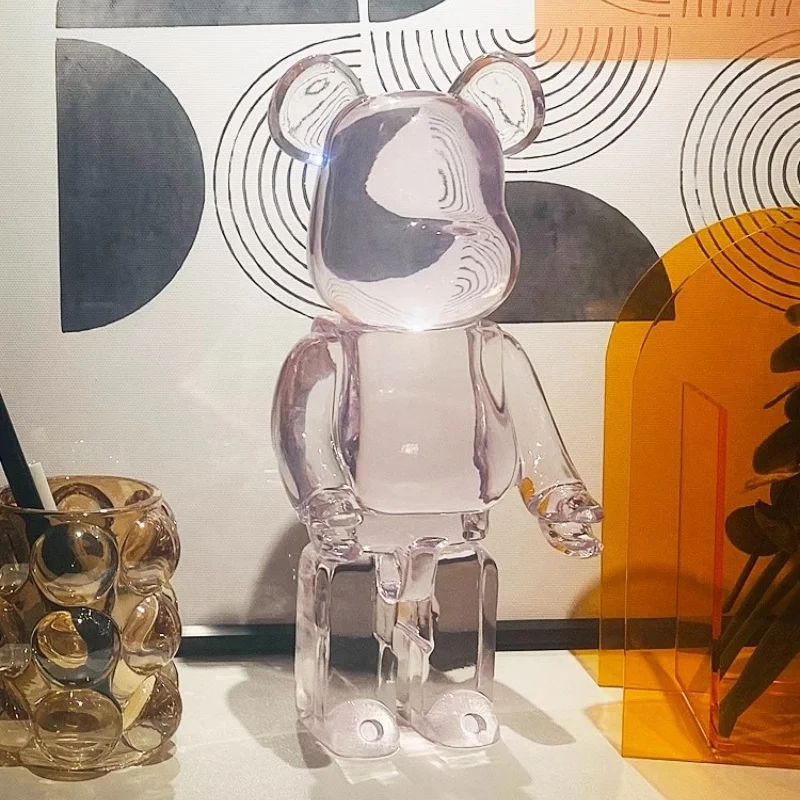 

26cm Clear Bear Figure Resin Transparent Violent Bear Statue Aesthetic Sculpture Luxury Livingroom Decorations Desk Accessories