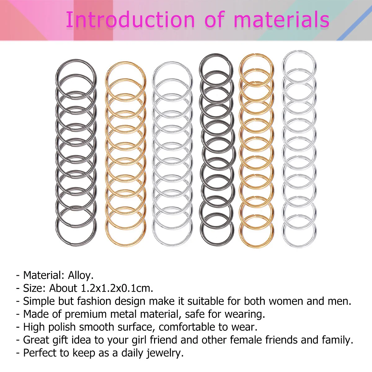 60 قطعة ترصيع الأنف سبيكة عالية البولندية تصميم دائرة بسيطة للجنسين ارتداء اليومي مجوهرات هدية للنساء الرجال الأنف خواتم ديكور #5