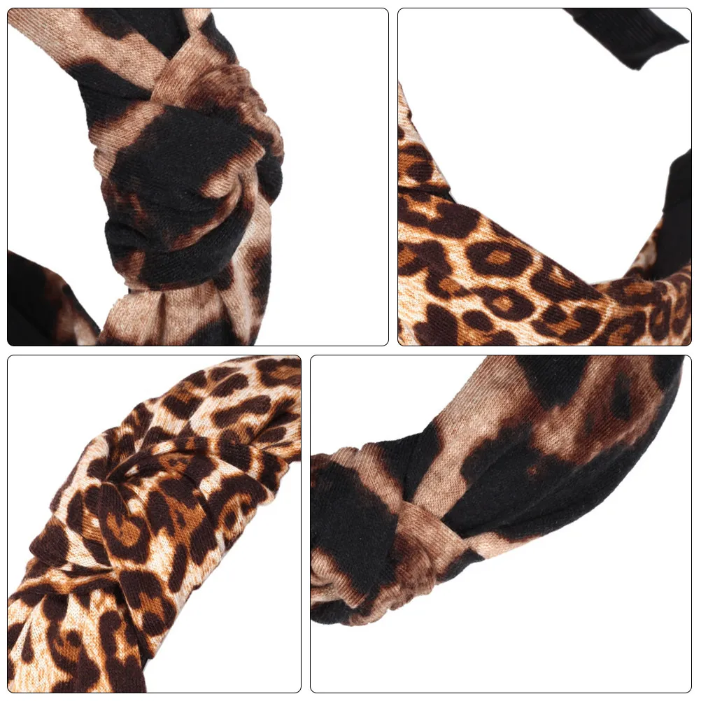 

4Pcs Leopard Hairband Elegant Unique Design Chic Headband for Dancing Party Wedding Picnic Hair Accessories