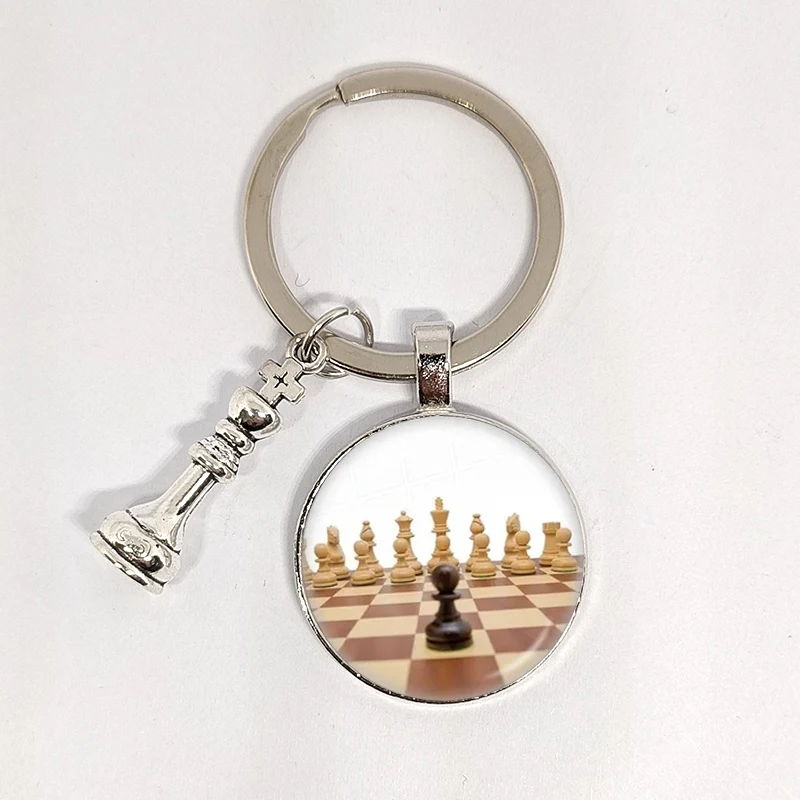 Fashion Chess Pendant Keyring Time Gemstone Jewelry Gift Keychain