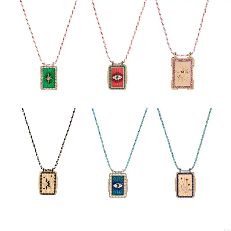 

D5QB Stylish Alloy Necklace Inspire by Tarot Cards and Bohemian Styles Trends