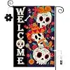 Day of the Dead Garden Flag Floral Skull 12.5 x 18 Inch Double Sided Burlap, Dia De Los Muertos Mexican Yard Flag Outdoor Ou jjp