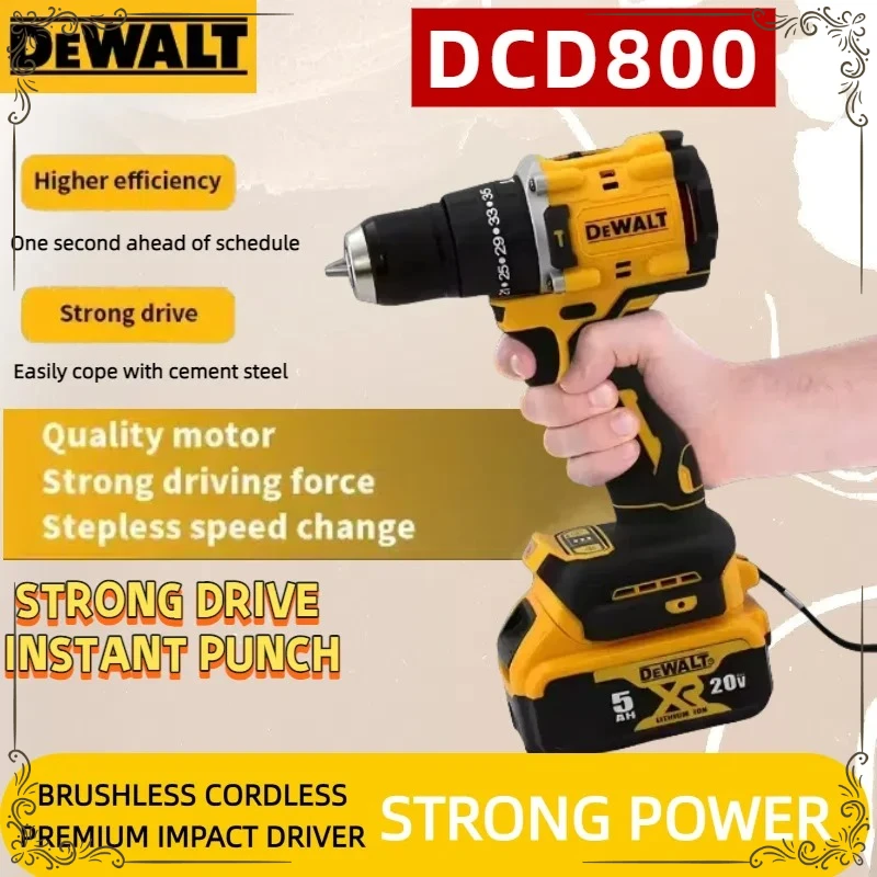 

Аккумуляторная ударная дрель-шуруповерт DEWALT DCD800, 2000 об/мин, 1/2 дюйма, бесщеточная, литиевая, для аккумулятора 20В