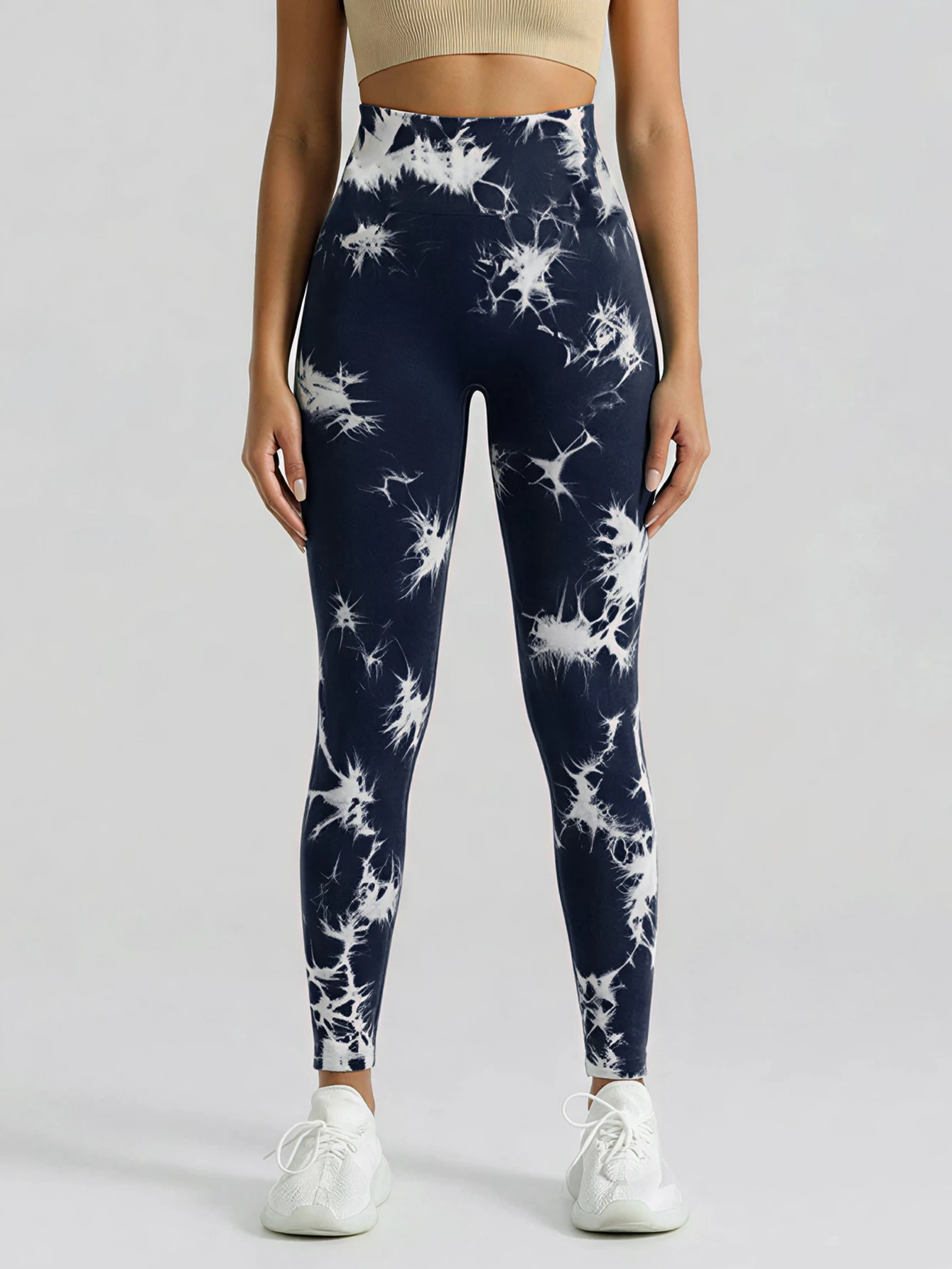 Boho Tie Dye High Waist Knit Elastic Fitness Yoga Tights Butt Lifting Workout Pants for Women