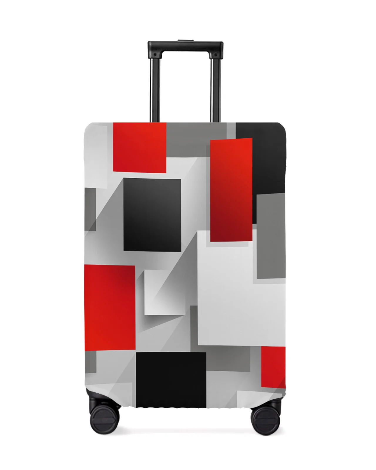 

Geometric Red Black Gray Solid Abstract Luggage Cover Stretch Baggage Protector Dust Cover for 18-32 Inch Travel Suitcase Case