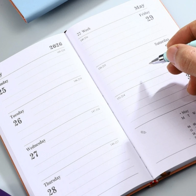 2026 Einfaches Zeitplanbuch, englischer Planer, 365-Tage-Kalenderbuch, Business, Büro, Schule, Taschenbuch, tägliches A5-Effizienzhandbuch