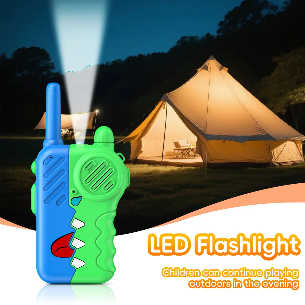 Awapow crianças walkie talkies bonito dinossauro forma walkie-talkie brinquedo das crianças com som claro presente perfeito idade de 3-12 ao ar livre