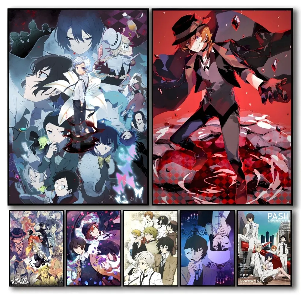 Japanese Anime Bungo Stray Dogs Self-adhesive Art Waterproof Paper Sticker Coffee House Bar Room Wall Decor