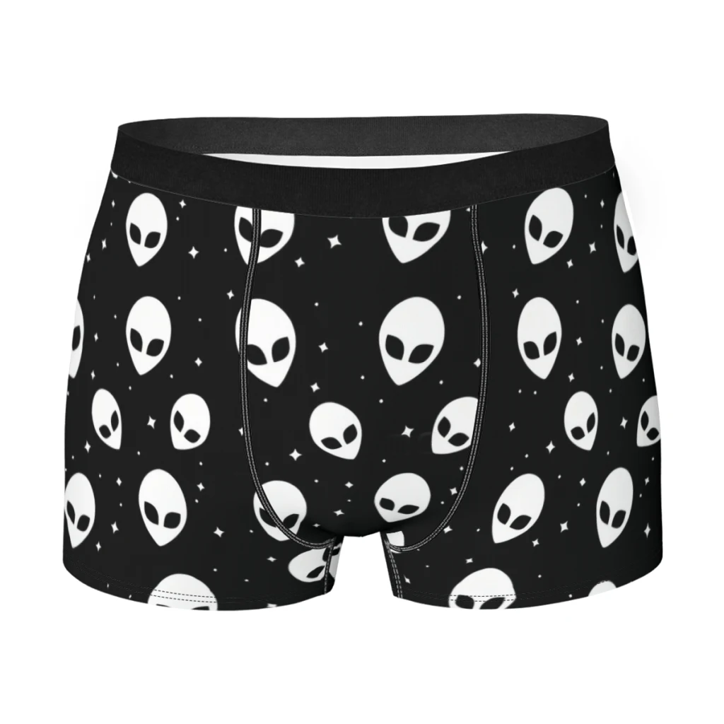 Black and white Alien Pattern  Underpants Homme Panties Man Underwear Print Shorts Boxer Briefs