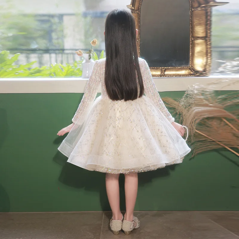 Girl's Dress Entry Lux Elegant Princess Dress Host Piano Playing Flower Girl Bubble Skirt