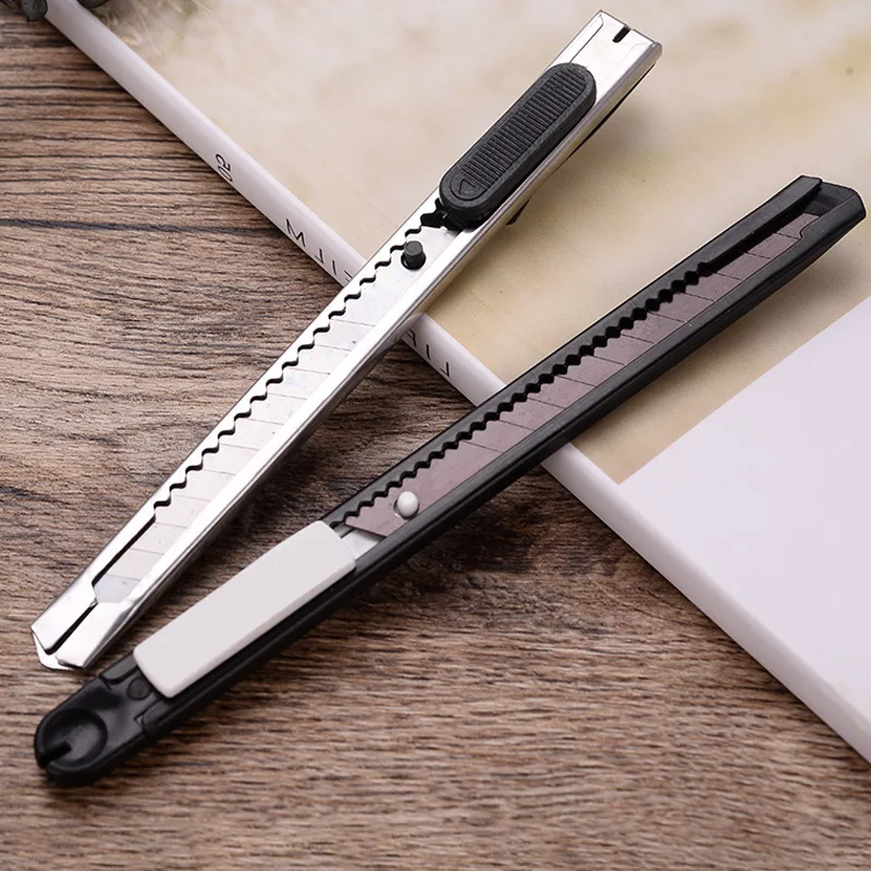 Retractable Utility Knife Carbon Steel Box Cutter 30°/60°Small Estilete Profissional Office School Art Supplies