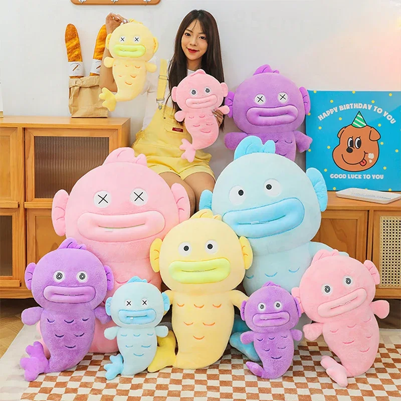 

Sanrio 80cm Plush Ugly Fish Mermaid Toy for Kids Birthday Xmas Gift Large Cuddly Stuffed Animal Decor Cute Sleep Aid Pillow doll