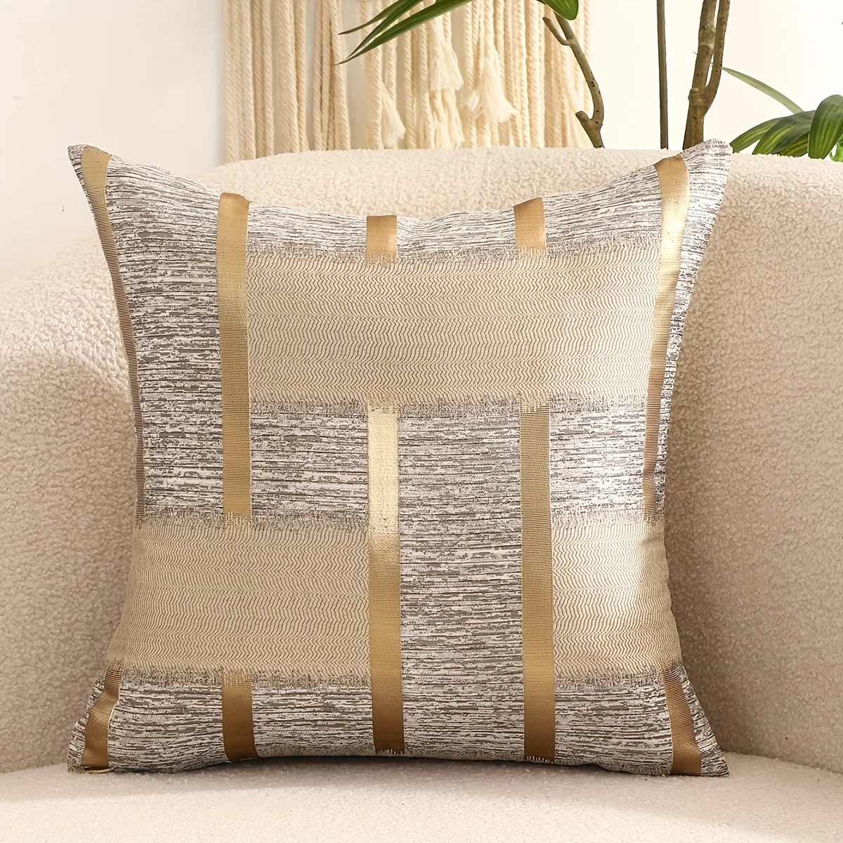 100% Polyester 1 Piece Four Seasons Gold Silk Pillow Cover With Silk Geometric Pattern Jacquard Waist Rest Without Core