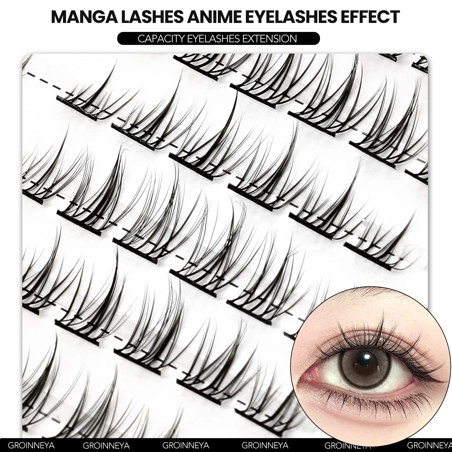 DIY zestaw klastrowych sztucznych rzęs słonecznik Manga sztuczne rzęsy naturalne Anime efekt rzęs indywidualne zestaw do przedłużania rzęs makijaż — zdjęcie 7