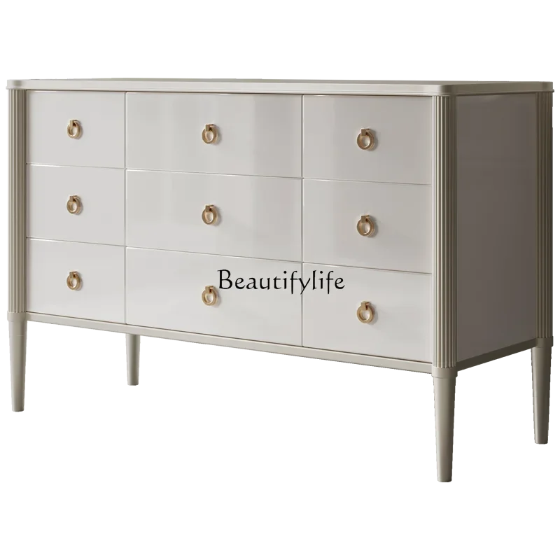 

LD33**American solid wood nine dou light luxury living room storage locker household porch cabinet