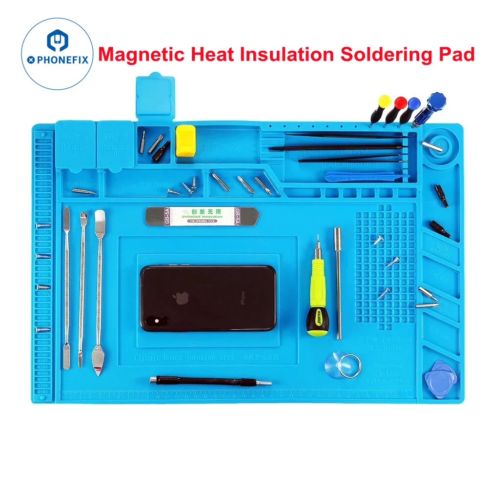 Silicone Soldering Pad Desk Platform Mat for Hot Air Rework Station Weld Platform Phone PC Repair Magnetic Heat Insulation Pad
