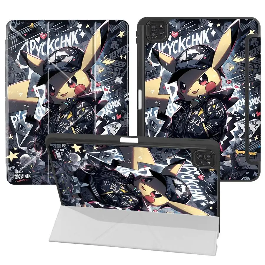 Модный мультяшный чехол P-PikachuS для планшета iPad 9-го, 12-го, 11-го поколений, Mini 7, 6, 5, Air 8, M2, M3, 3, 10-го поколения, Pro M4, 13, 2025, 2026 с подставкой для стилуса.