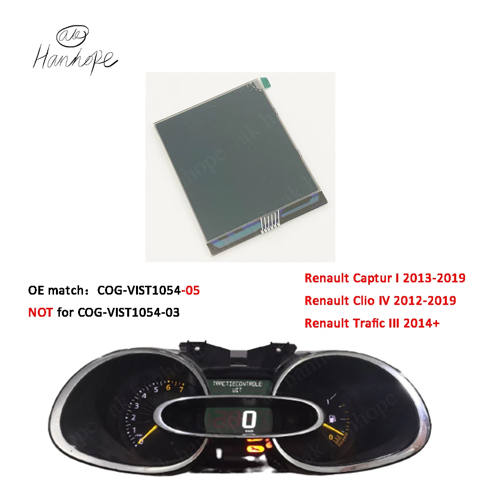 

For Renault Clio IV Captur I Trafic III Display Instrument Cluster LCD Screen Dashboard COG-VIST1054-05 Pixel Repair