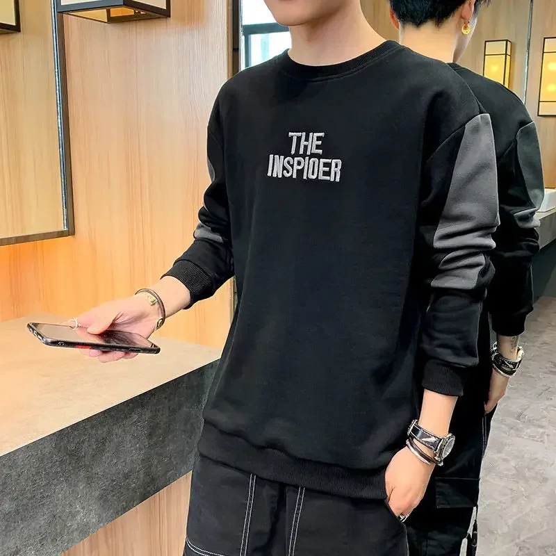 Top Baggy Sweatshirts T Shirt for Man Embroidery Men's Clothing Green Round Neck Size Casual High Brand It Harajuku Fashion F A