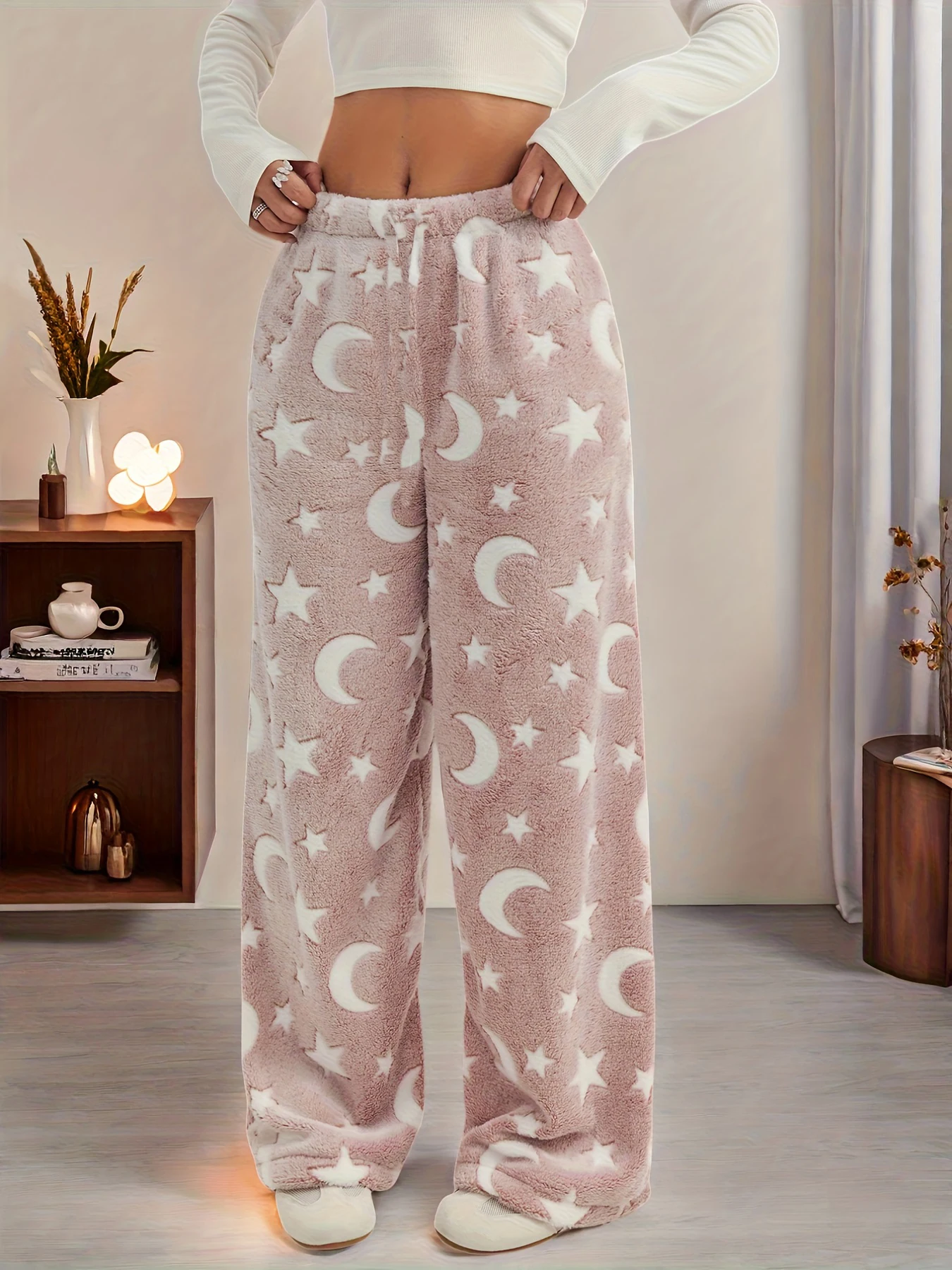 Cartoon schattig patroon flanellen pyjamabroek dames herfst en winter plus fluwelen warme casual homewear hoge kwaliteit graffiti broek