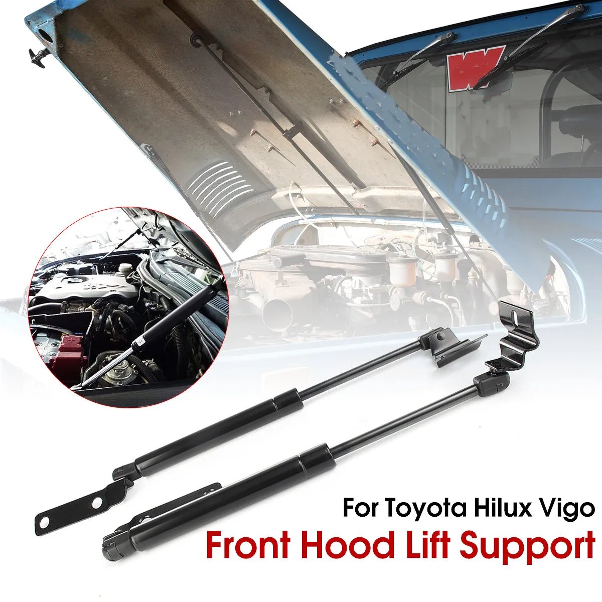 2X Front Hood Bonnet Gas Strut Damper Lift Support Kit For Toyota For Hilux Vigo SR5 2005-2012 2011 2010 2009 2008 2007 2006