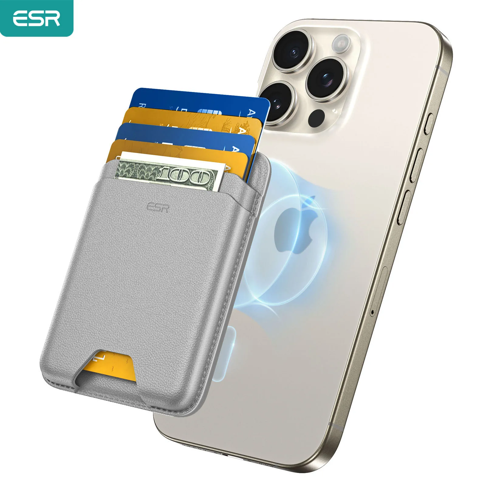 ESR for MagSafe Wallet 5-Card Holder  with 3200g Magnetic Strength Vegan Leather Magnetic Wallet for iPhone 16/15/14/13/12