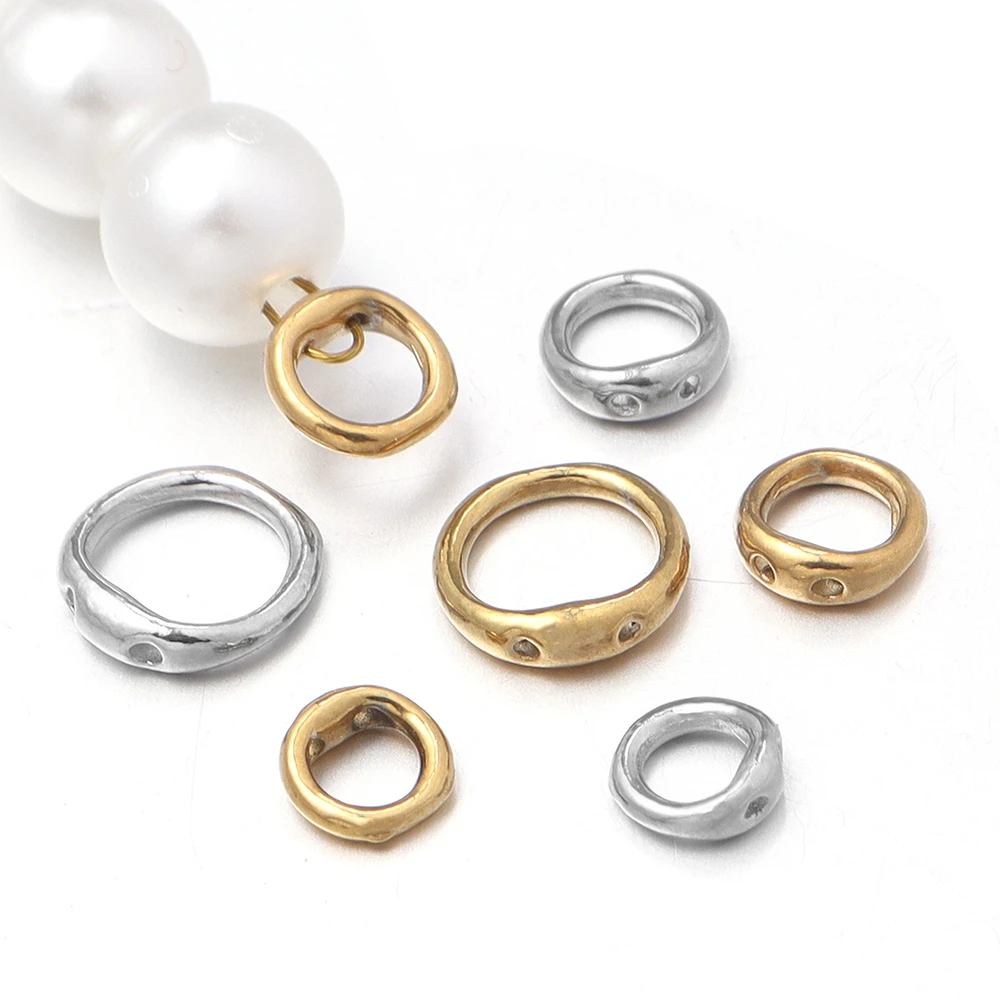 10pcs/lot Stainless Steel Clasps End Connectors Hooks Double Hole Connector Rings For Necklace Bracelet Jewelry Making Supplies