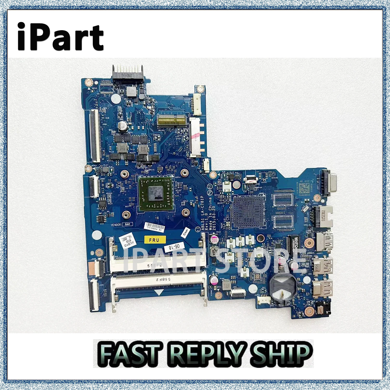 ABL51 LA-C781P For HP PAVILION 15-AF 255 G4 Laptop Motherboard With E1-6015 CPU UMA 814610-501 814610-601 814610-001