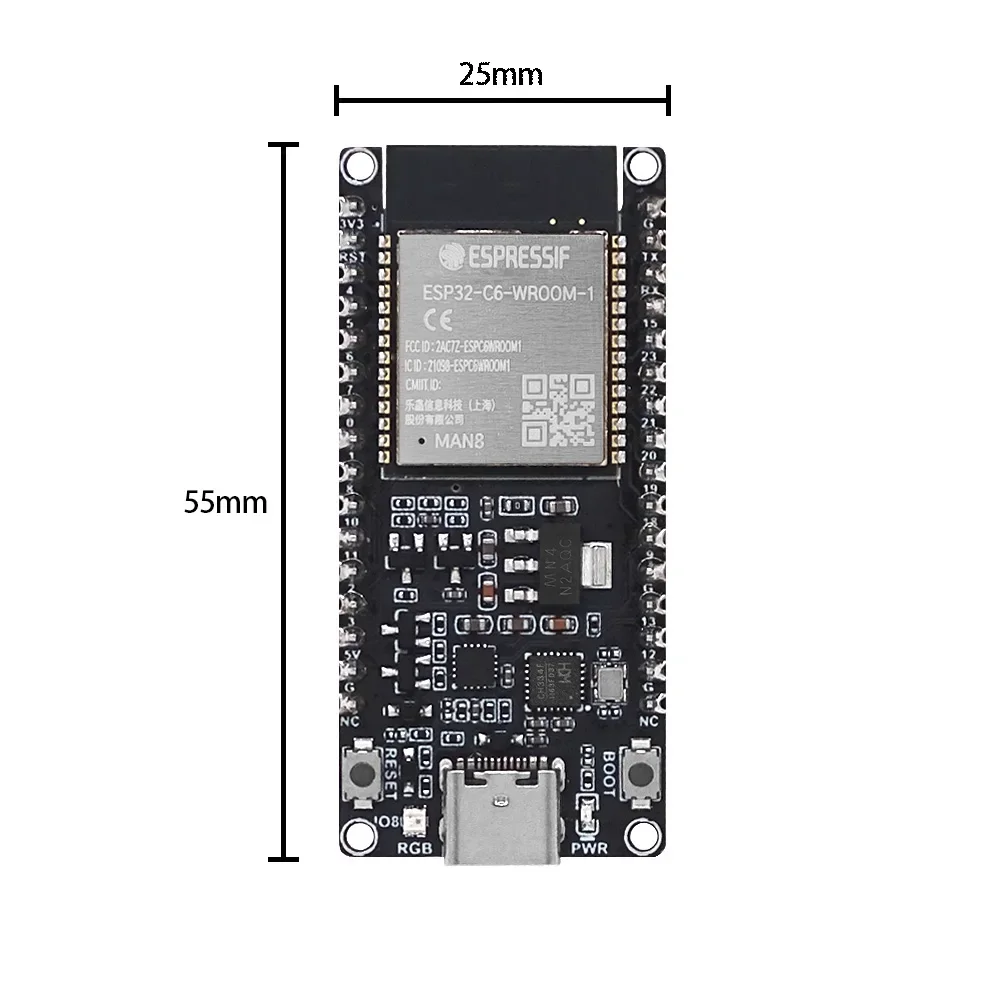 Imagem -06 - Wifi Bluetooth Development Board Onboard Módulo Wifi6 Risc-v Esp32-c6-wroom1-n8 Esp32-c6