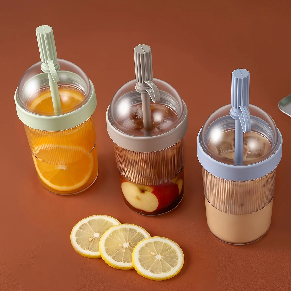 Coffee Cups With Lids Reusable 17oz Drinkware With Lid And Straw Cold Drink Tumbler For Women Men Travelers Home Office Travel view 4