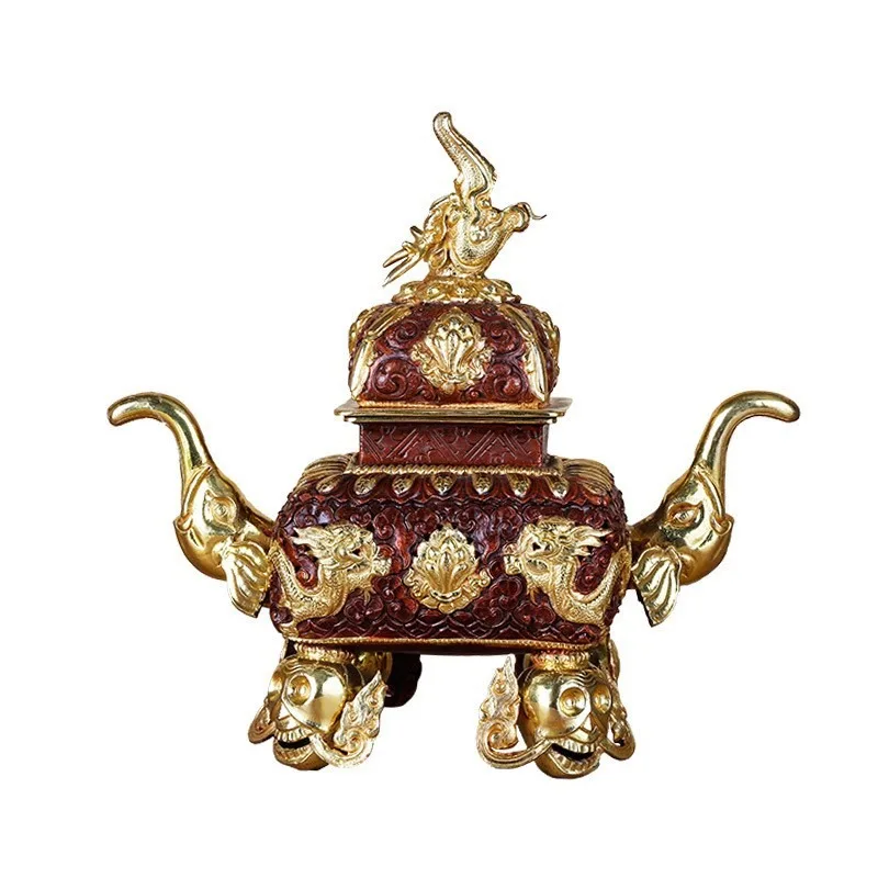 

Copper trunk incense burner, retro Manibao lying incense burner, home indoor Buddha incense burner ornament