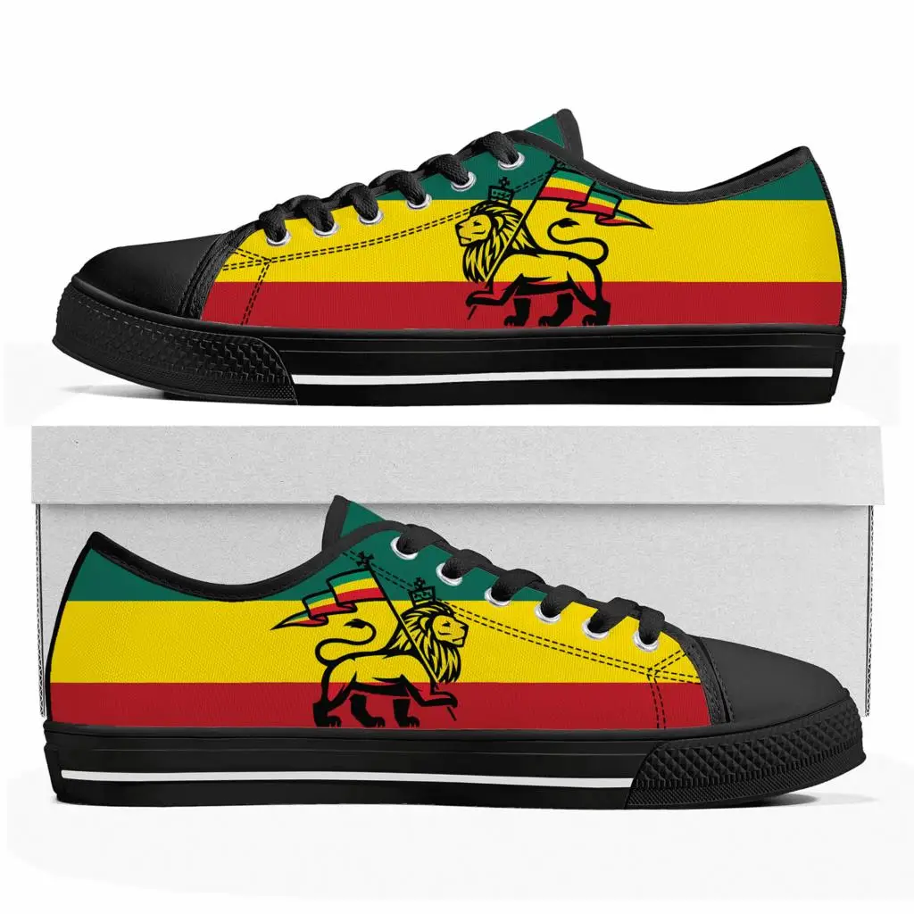 Reggae Rastafarian Rasta Rastafari Lion Of Judah Low Top Sneakers Mens Womens Teenager Canvas Sneaker Casual Shoes Custom Shoe