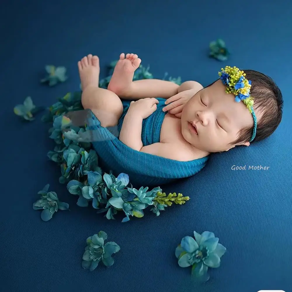 Baby photo props baby full moon newborn photography clothes 100 days photo baby outfit at home shoot blue girl