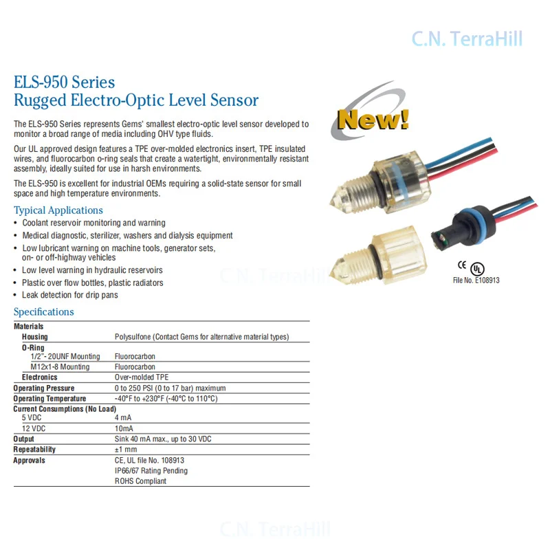 Photoelectric Liquid Level Switch Sensor ELS-950 High Temp -40~110°C Industrial Grade for Food Equipment
