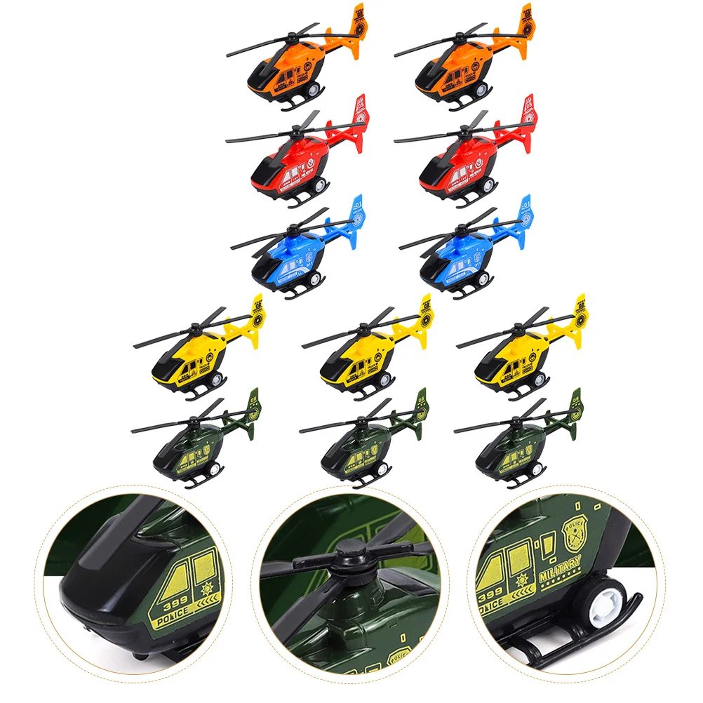 12 Pcs Pull Back Helicopter Vivid Helicopters Kids Mini Toys Press and Go Plane Childrens for Toddlers