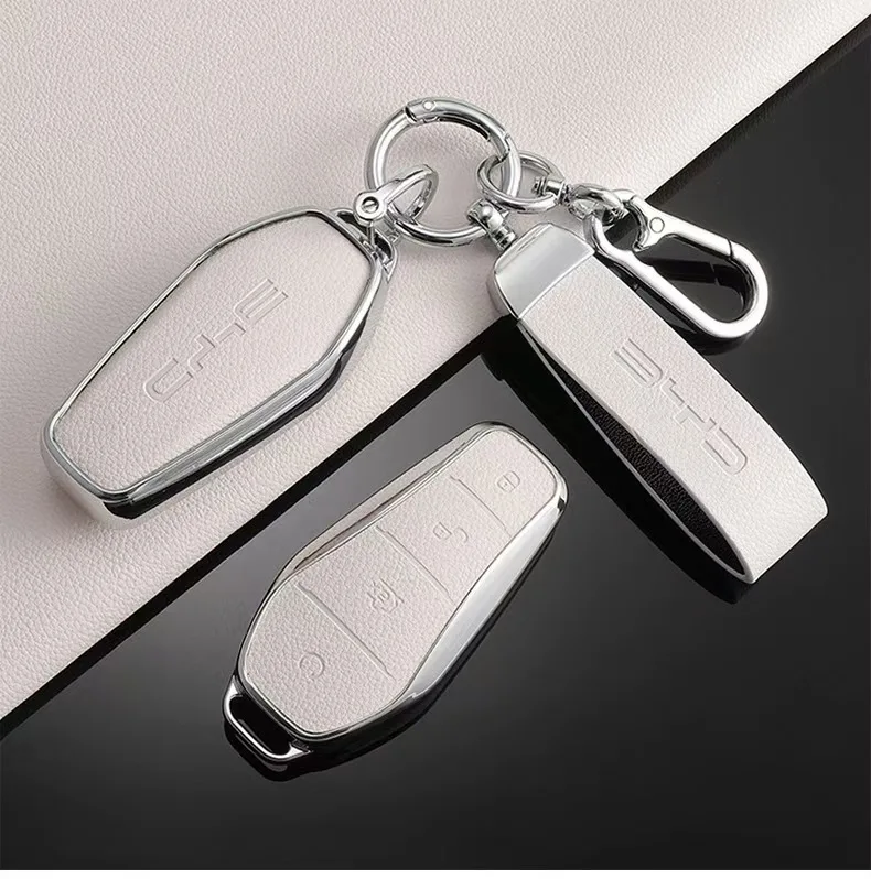 Auto-Schlüsselhülle aus TPU-Leder mit Kette für BYD Song Plus Atto 3 Han EV Tang DM Qin Seal Dolphin Yuan – Schutz und Auto-Styling – Detail 9