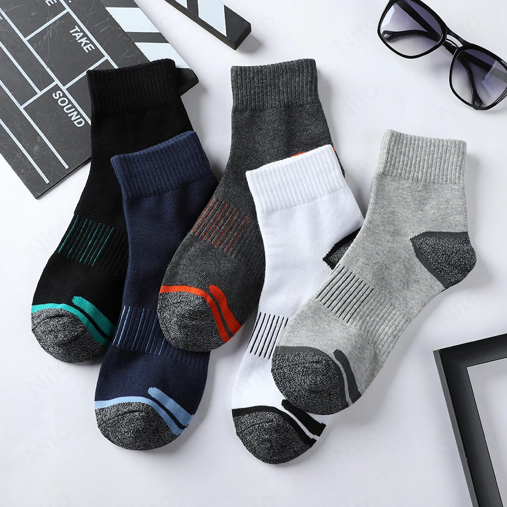 High Quality Lot Men\'s Socks Casual Breathable Run Sports Socks 5 Pairs Male Cotton Socks Winter Black Socks Men Large size38-45