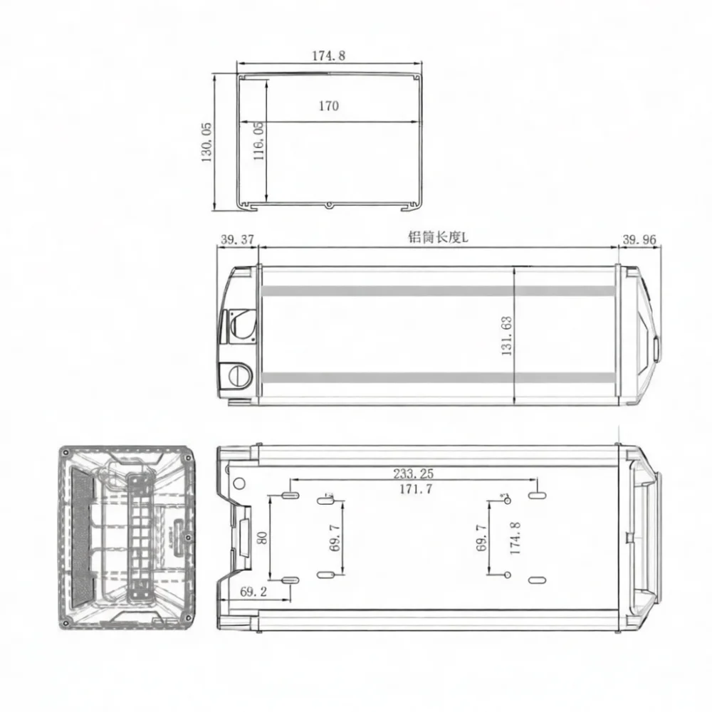 Electric Bike Rear Battery Housing Aluminum Case For Folding Bicycle Lithium Power Pack Storage Modification Accessory
