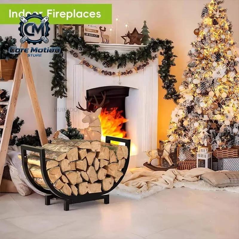 Steel Indoor Firewood Rack Multi-purpose Log Holder Rust Proof For Backyard Deck Fireplace Campfire Kindling Storage Tool
