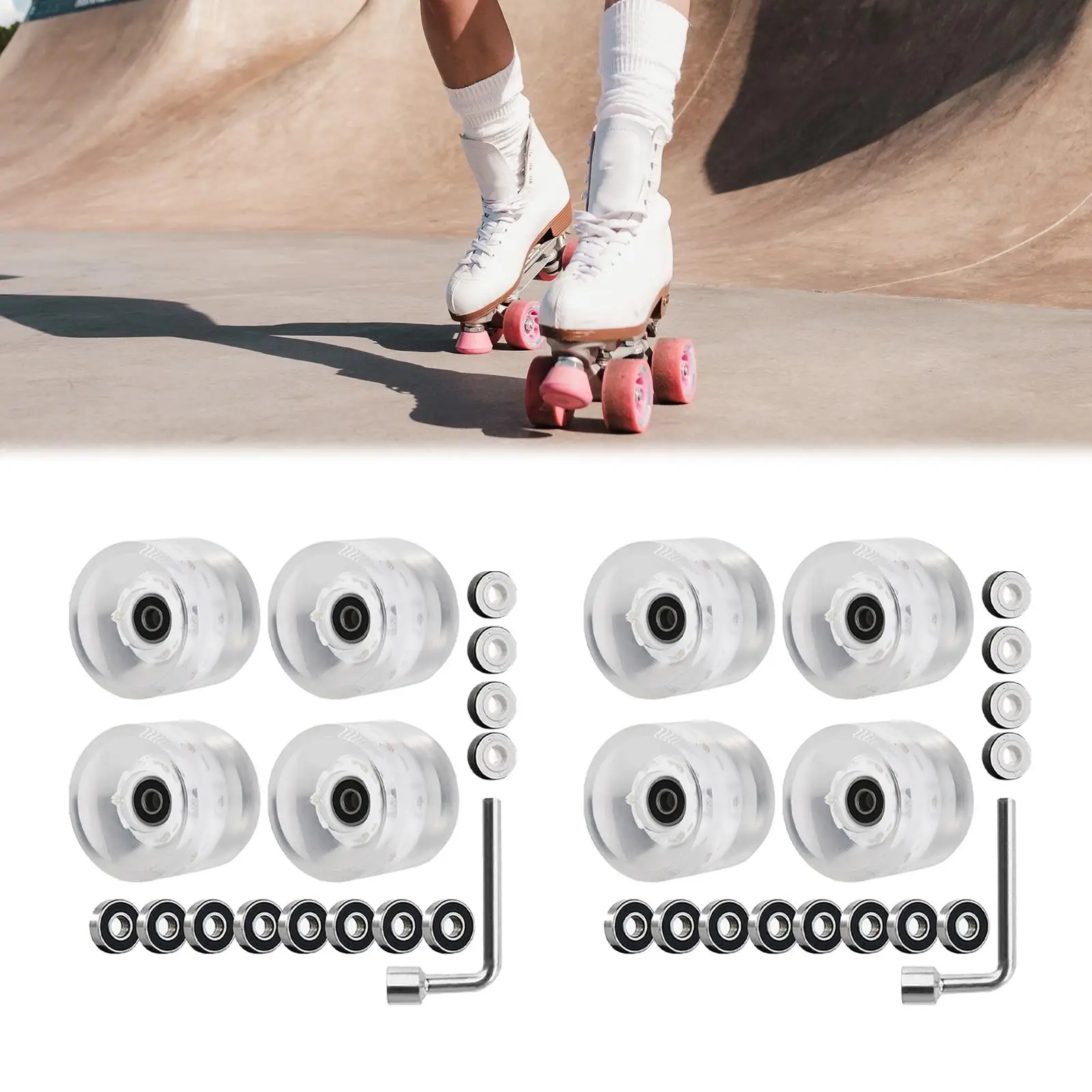 Roller Skate Wheels 32 x 58mm Easy to Install Durable Light up for Skating