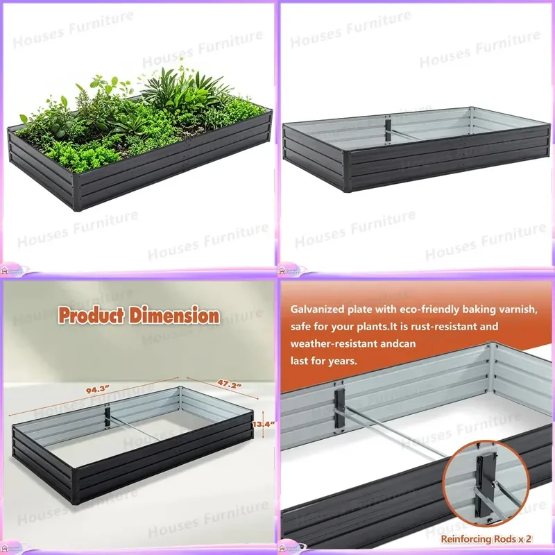 8x4x1ft Large Galvanized Metal Raised Garden Bed Outdoor Planter Box High Flower Bed for Vegetables Herbs Plants Heavy Duty