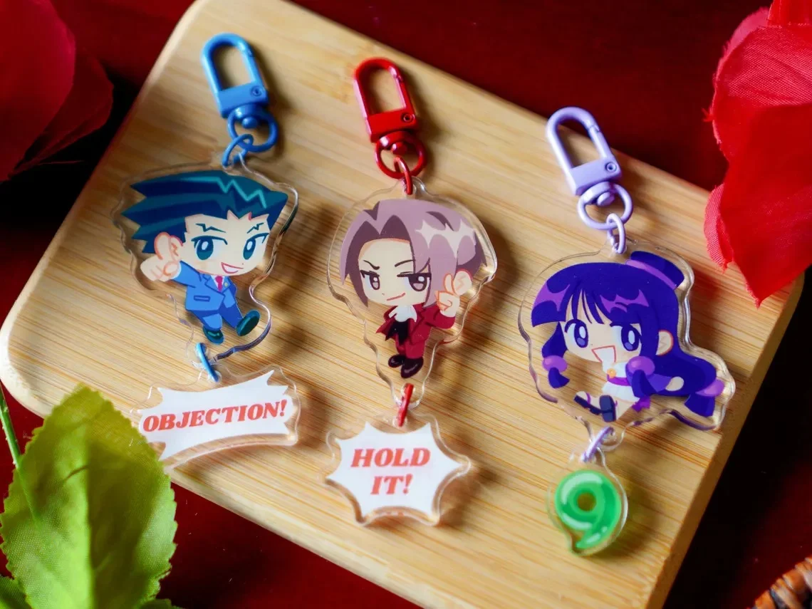 Porte-clés en acrylique Ace Attorney Link Spell