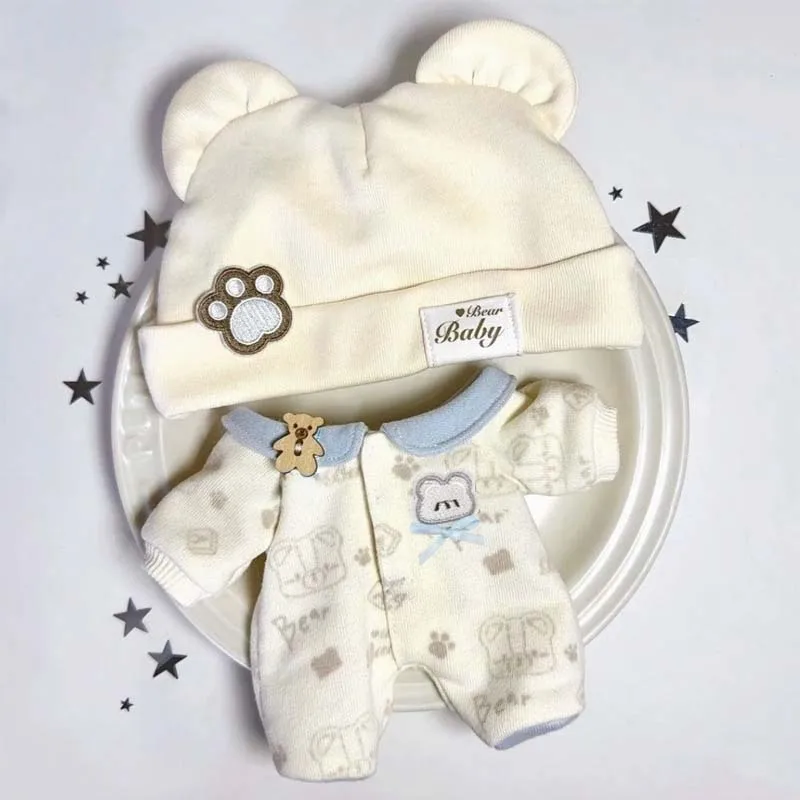 사랑스러운 20cm 면 인형 옷 서있는 자세 앉아있는 자세 면 인형 귀여운 잠옷 미니 귀여운 인형 옷 잠옷 액세서리