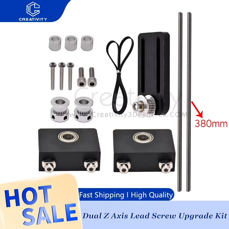 

Creativity Dual Z Axis Lead Screw Upgrade Kit Tension Pulley Set Timing Belt Kit For Ender3 /Pro CR10 3D Printer Part Z Axis Kit