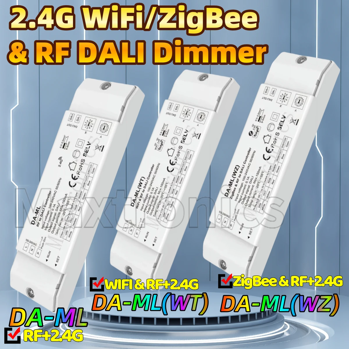 DA-ML/DA-ML(WT)/DA-ML(WZ) 2.4G WiFi/ZigBee & RF DALI Dimmer RF Tuya Smart APP Cloud Control RGB/RGBW/CCT Color LED Strip Light